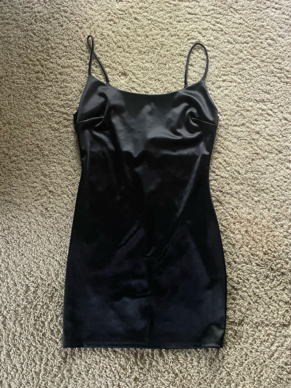 Windsor Black Satin Slip Mini Dress